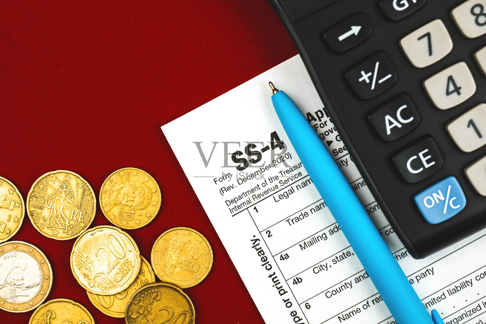 税单SS-4，雇主识别号申请，营业税概念照片摄影图片