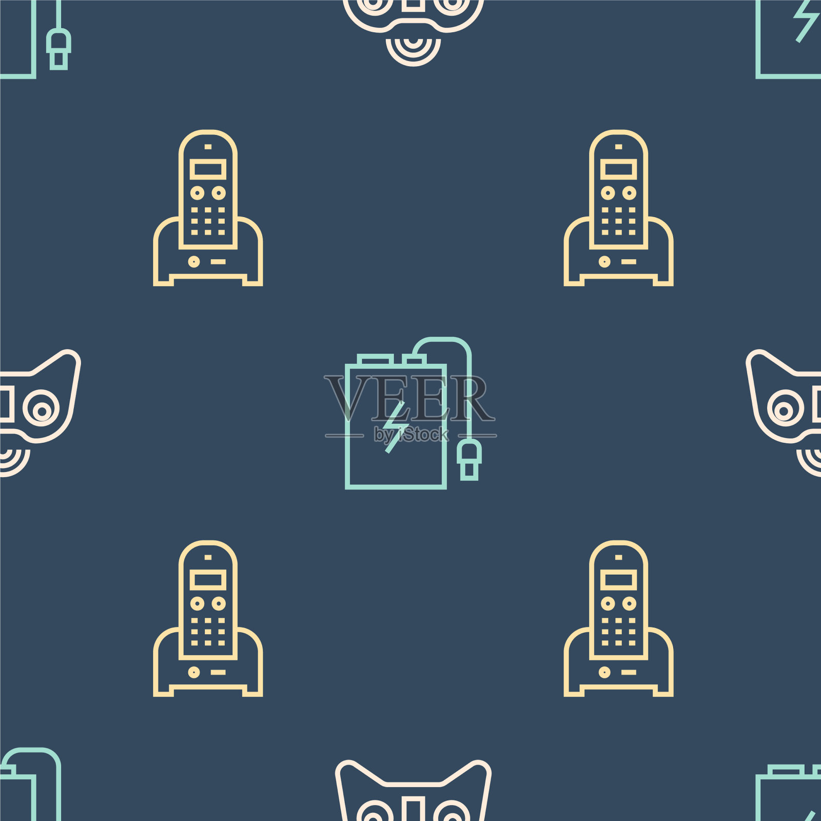 设置线路无线手柄电话和电源图标素材