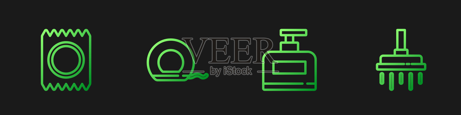 包装安全，设行瓶式洗发水避孕套插画图片素材