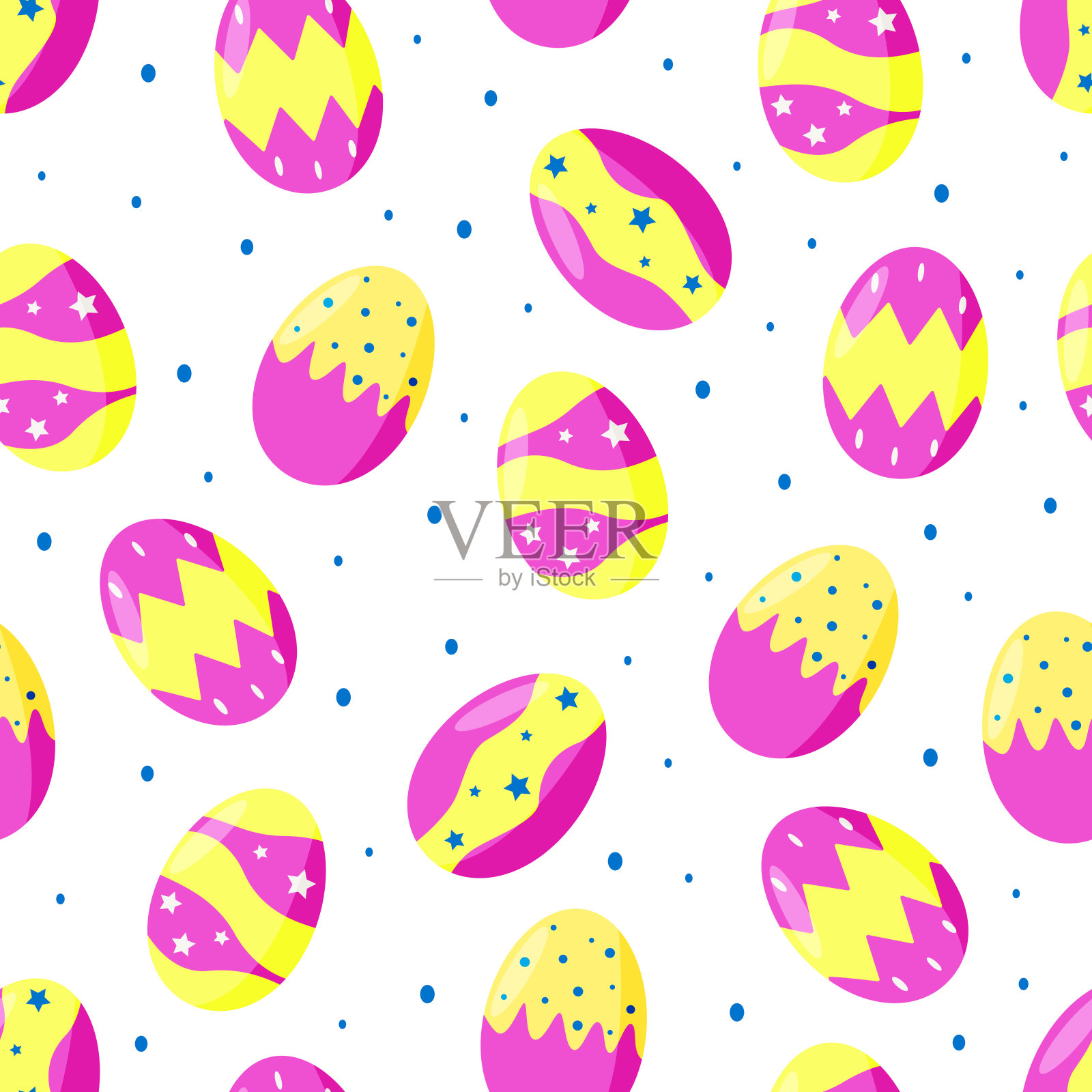 无缝图案明亮的深红色复活节彩蛋，彩色矢量插图上的白色背景。插画图片素材