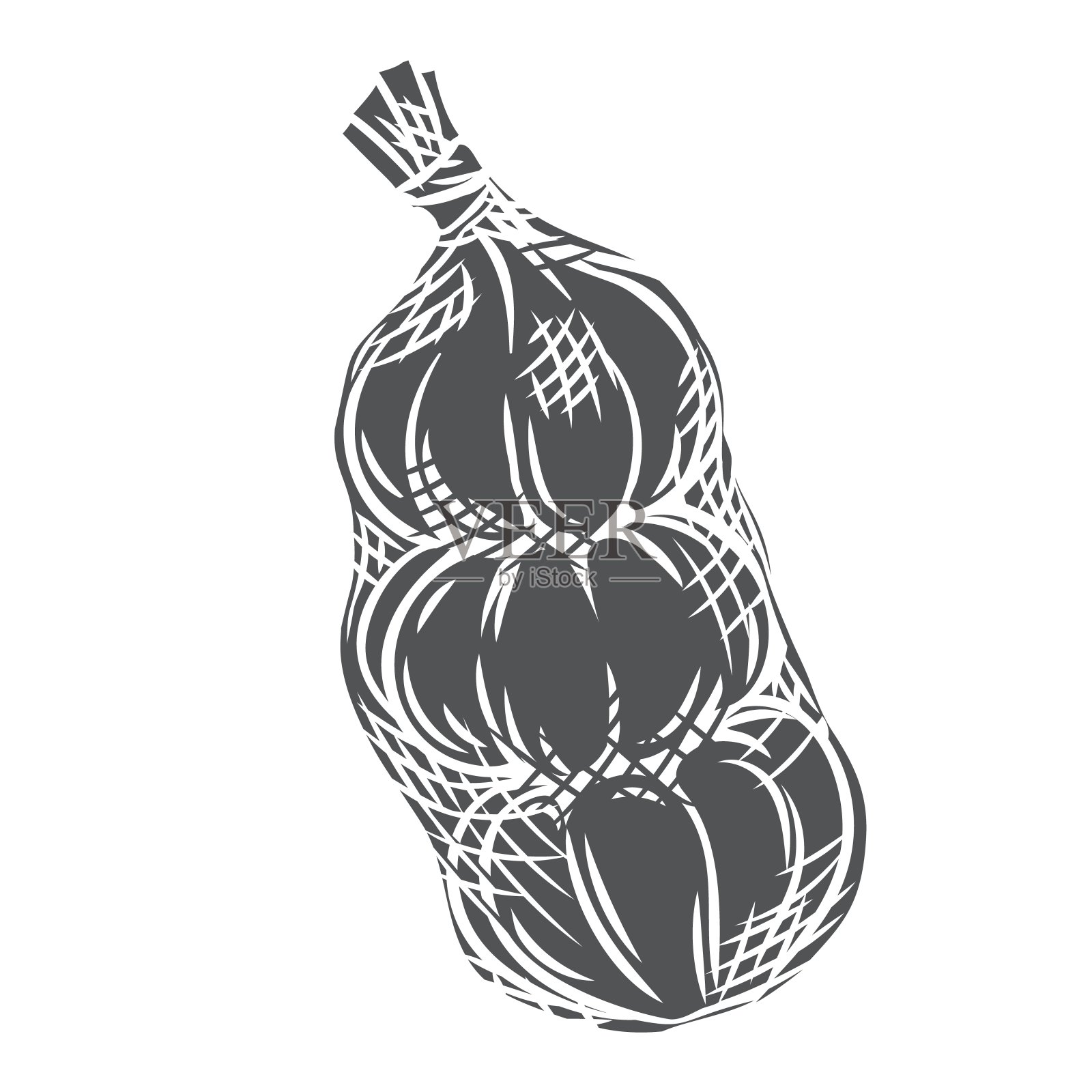 大蒜在网袋字形图标插画图片素材