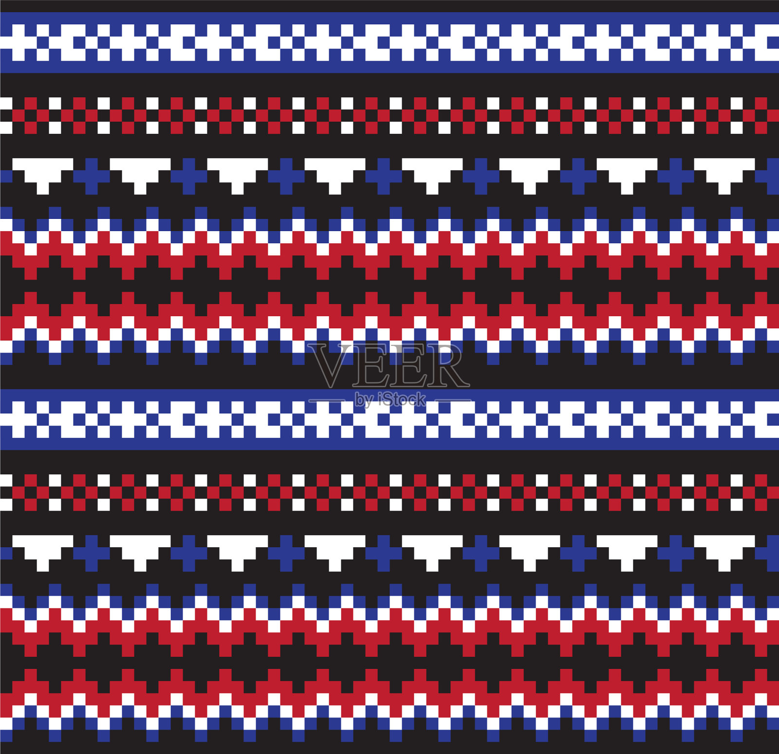 红色圣诞集市岛无缝图案插画图片素材