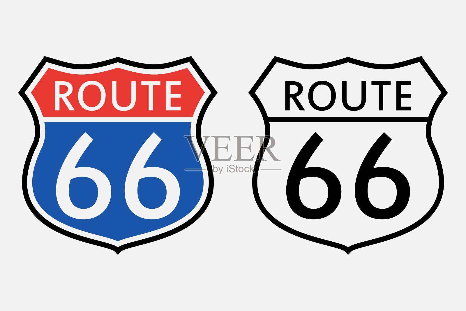 66号公路的迹象。美国的第一个路标。矢量插图。设计元素图片