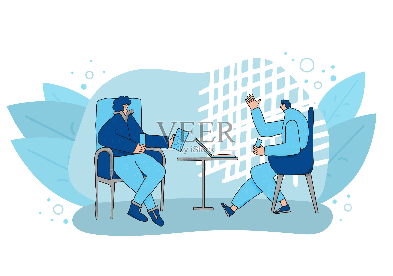 坐在椅子上的人插画图片素材