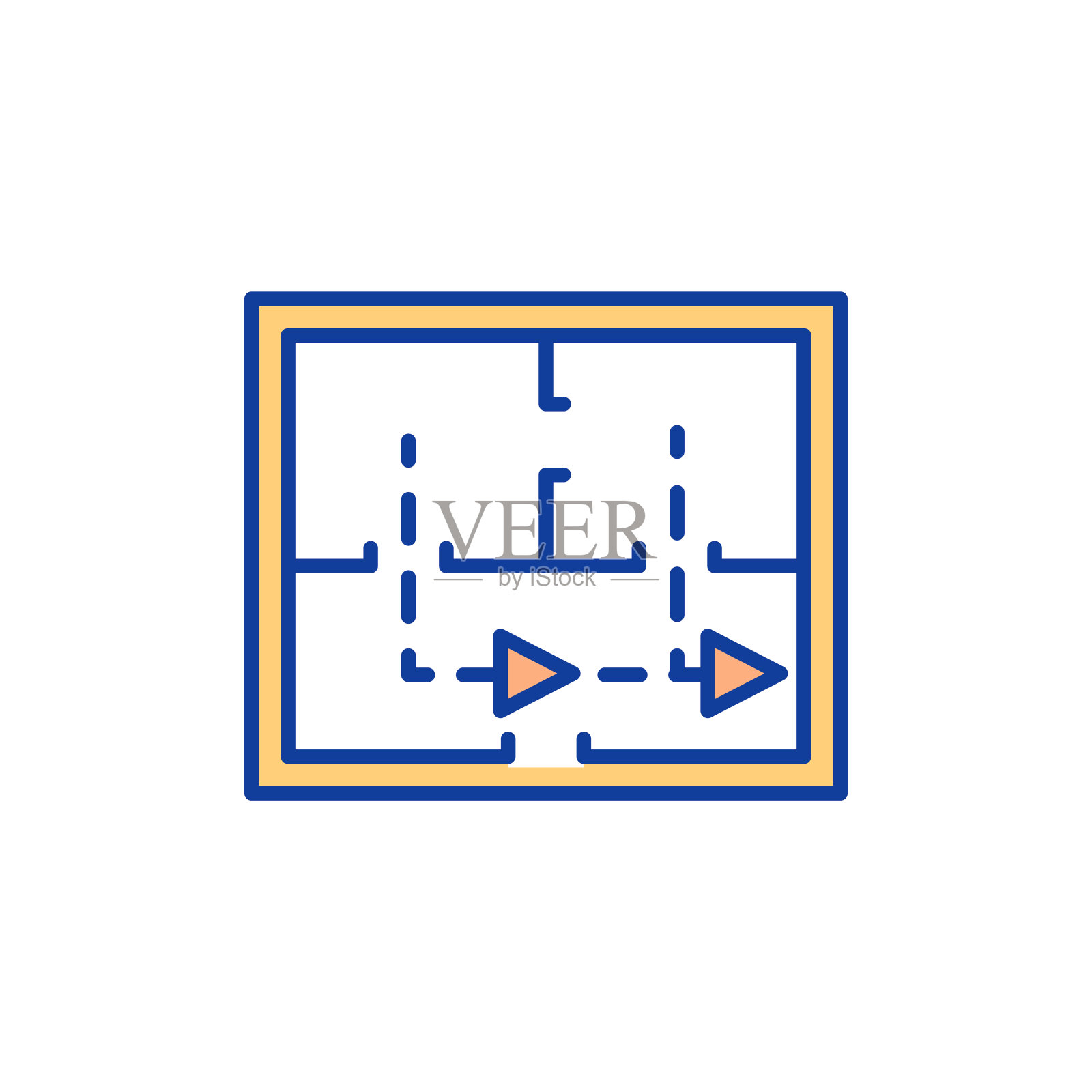 建筑物内单向交通RGB颜色图标图标素材
