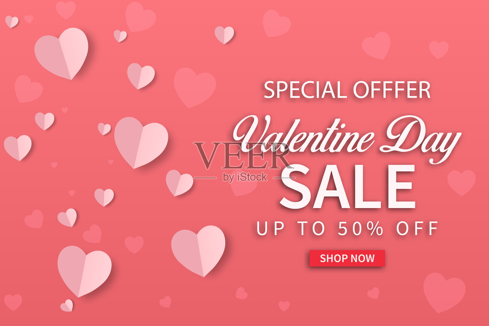 现实的特别优惠情人节促销横幅与概念。促销和购物模板设计设计模板素材