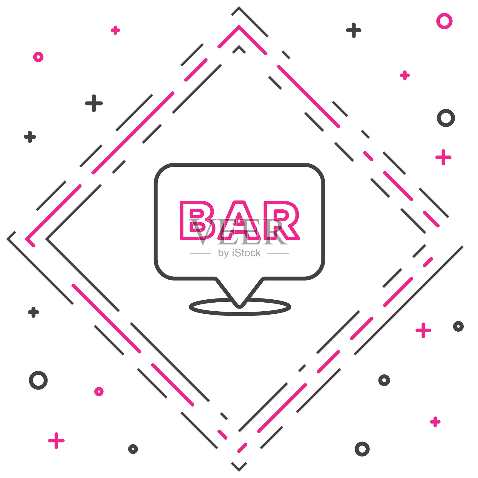 线条酒精或啤酒酒吧位置图标孤立在白色背景上。象征着饮酒，酒吧，俱乐部，酒吧。色彩斑斓的轮廓的概念。向量图标素材