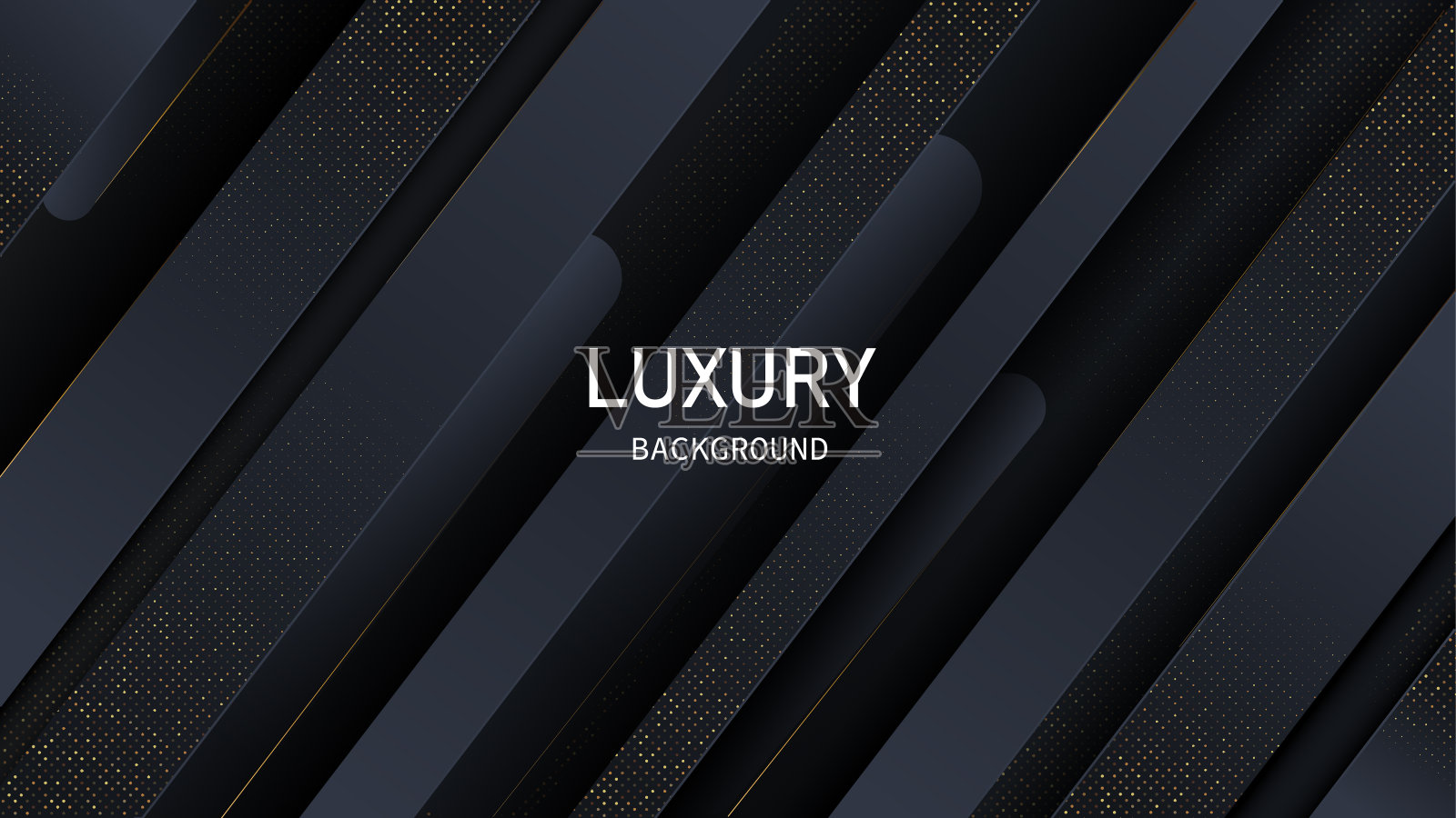 深色抽象背景与黑色重叠层。逼真的纹理与灯光效果和金色闪光点元素装饰。插画图片素材