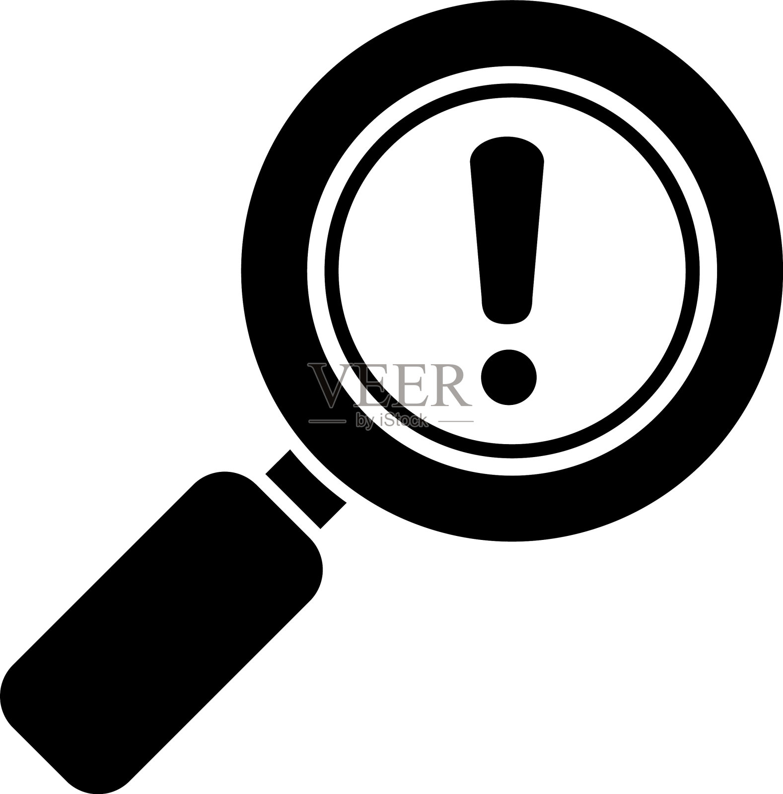 带有感叹号图标的放大镜图标素材