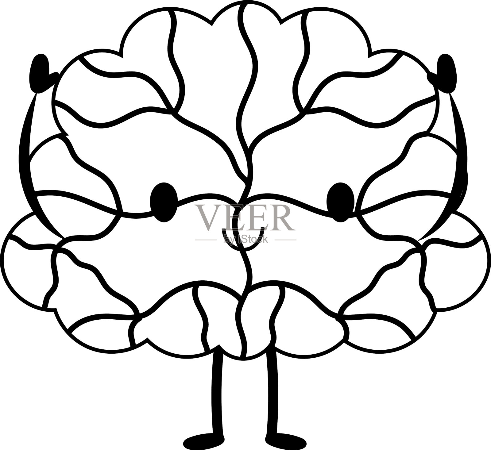 人脑卡通人物孤立图标风格设计元素图片