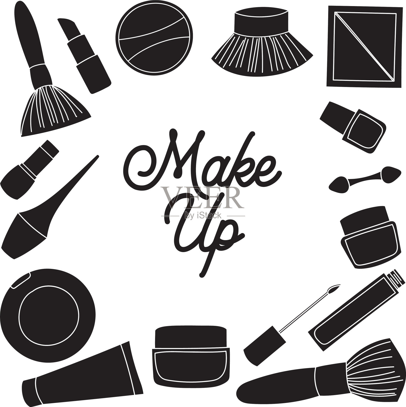 轮廓化妆设计插画图片素材