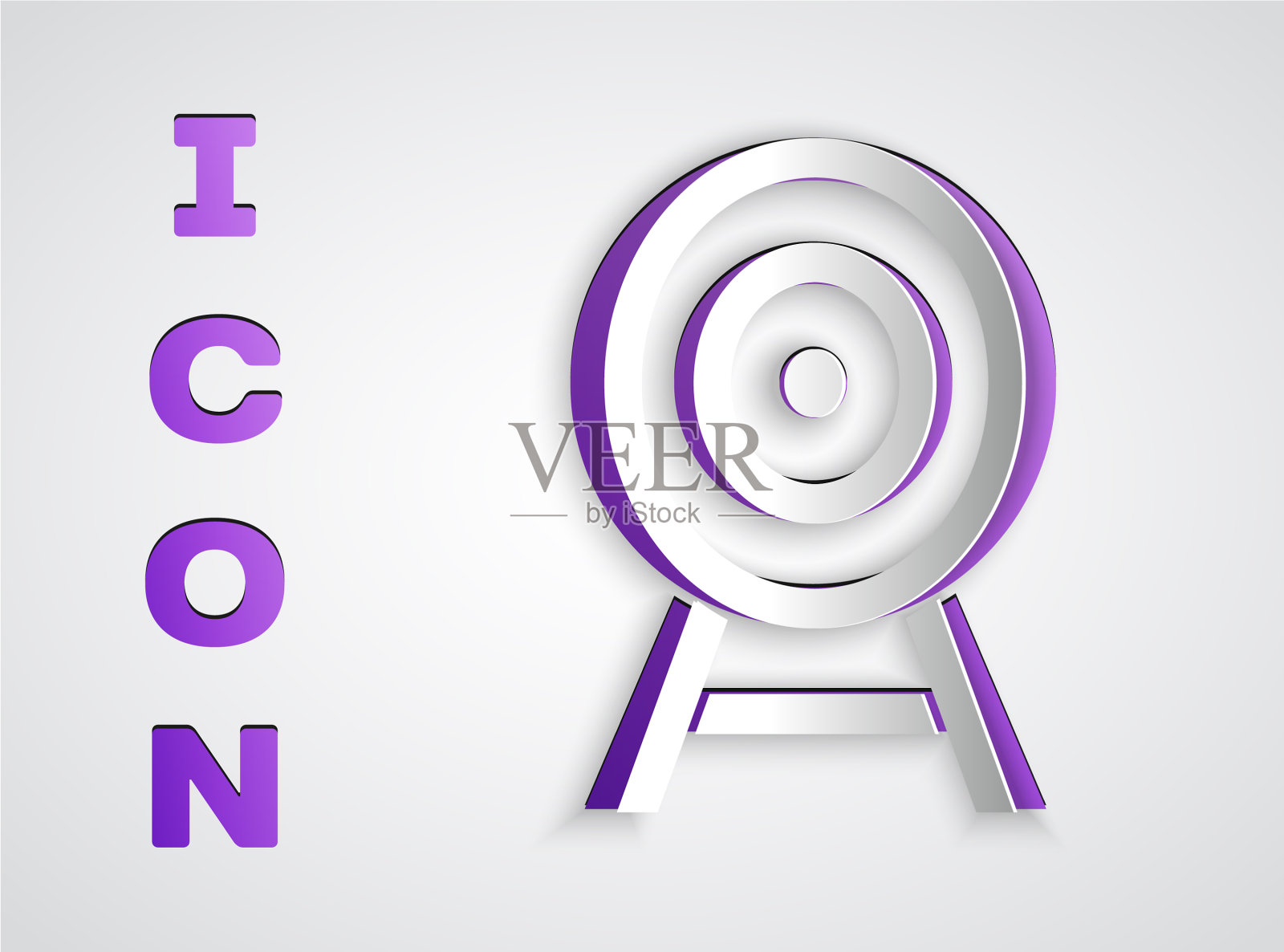 剪纸目标与箭头图标孤立在灰色图标素材