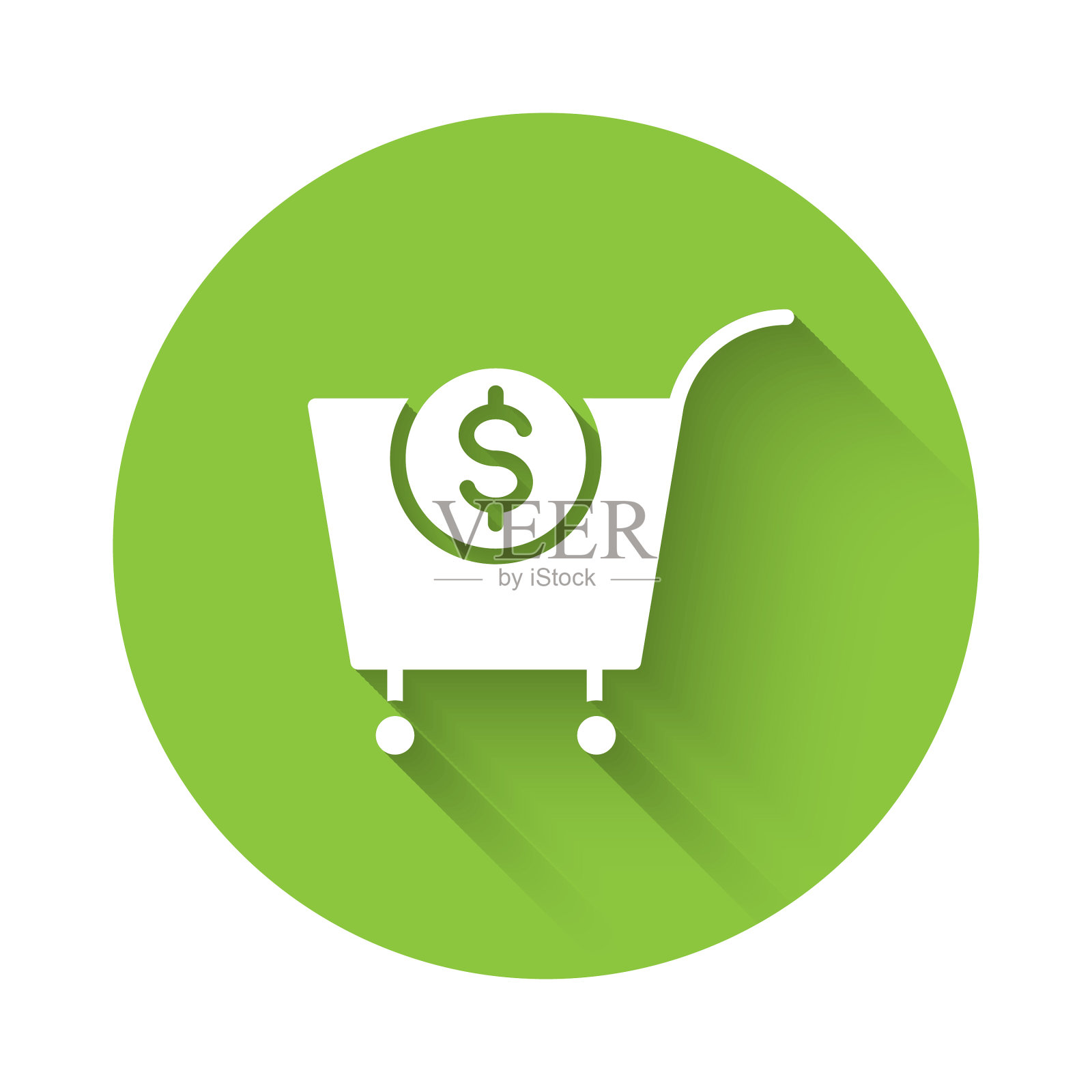 白色购物车和美元符号图标插画图片素材