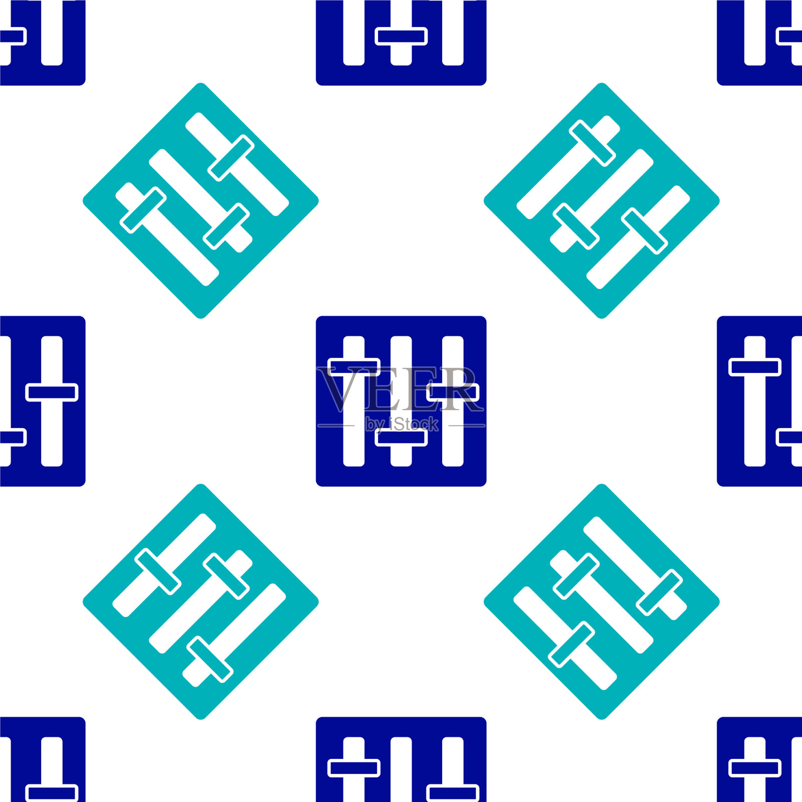 蓝色混音控制器图标隔离无缝插画图片素材