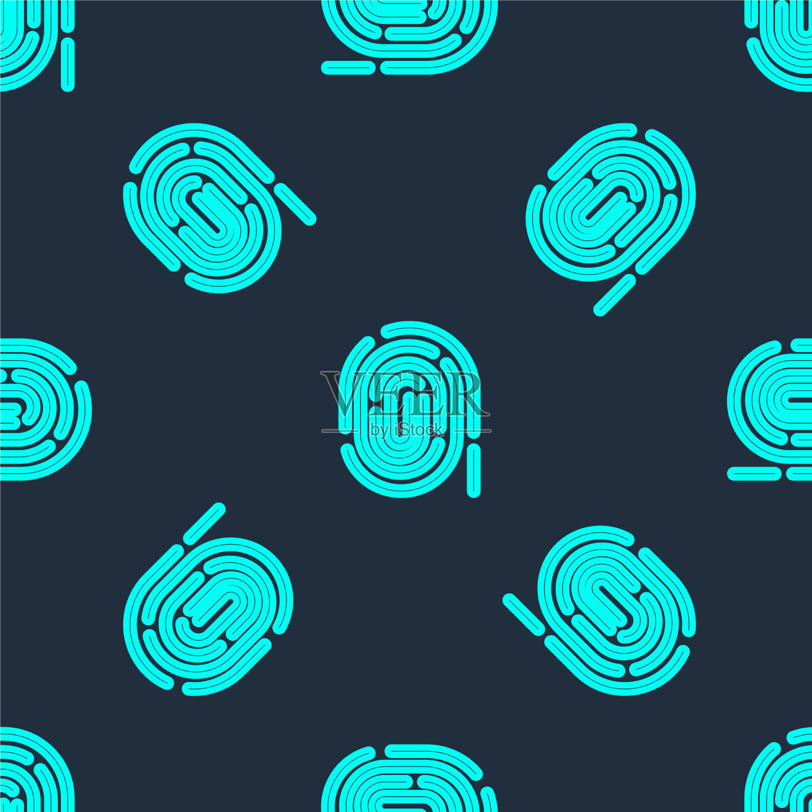 绿线指纹图标隔离无缝插画图片素材