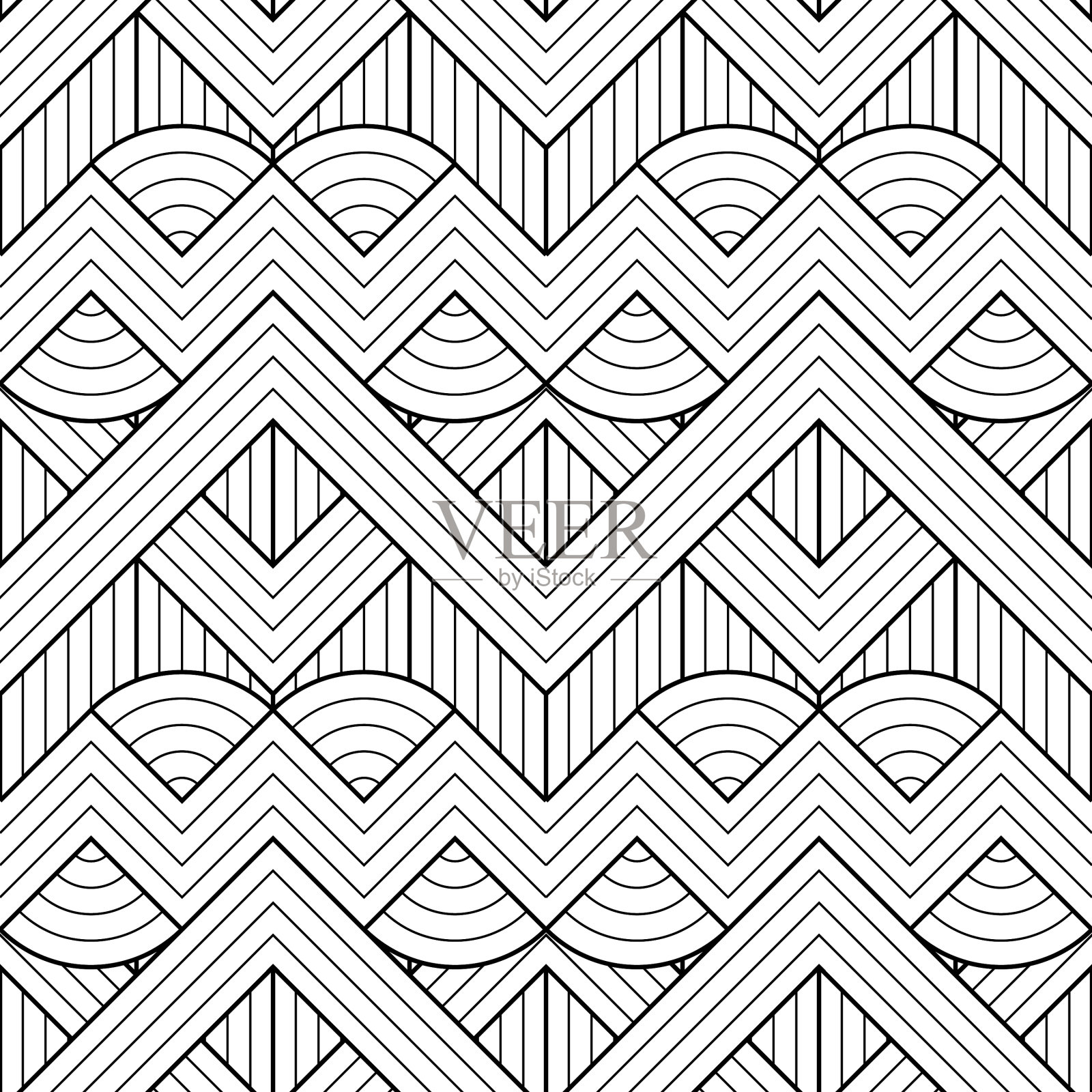 抽象无缝线形几何条纹图案插画图片素材