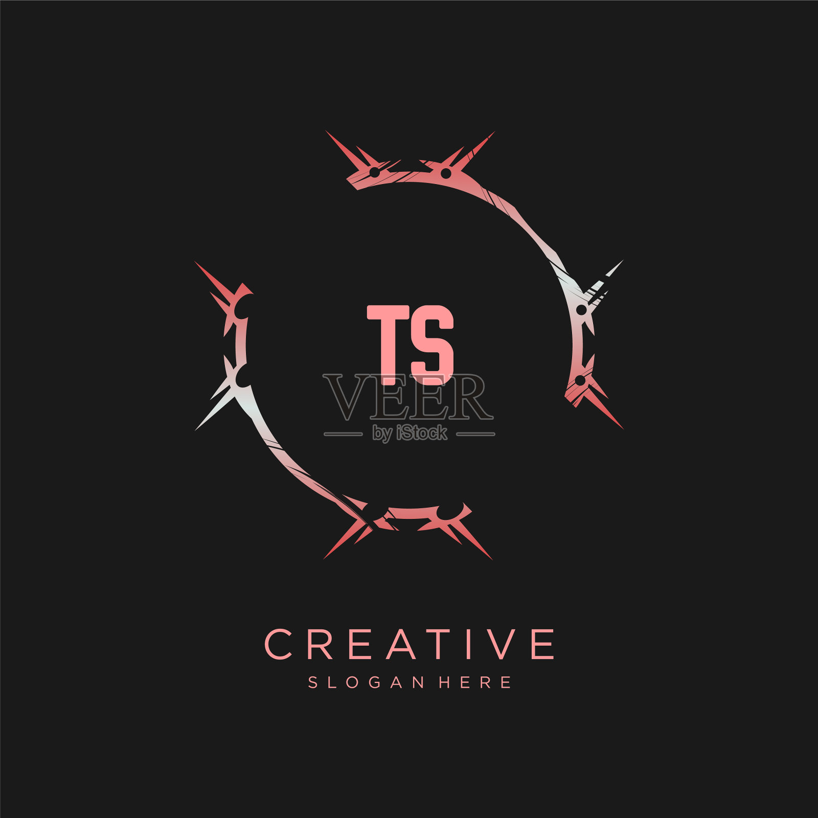 它的初始标志与彩色模板插画图片素材