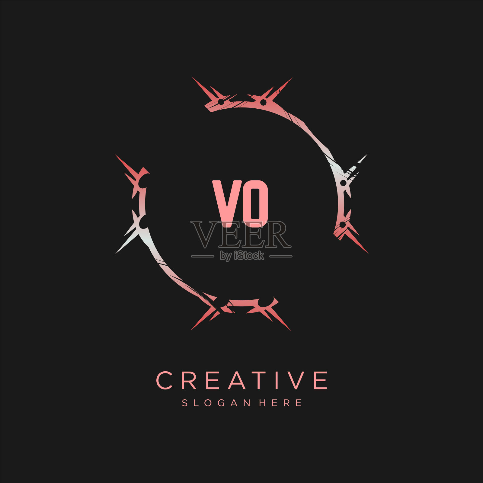 Vo初始标志与彩色模板插画图片素材