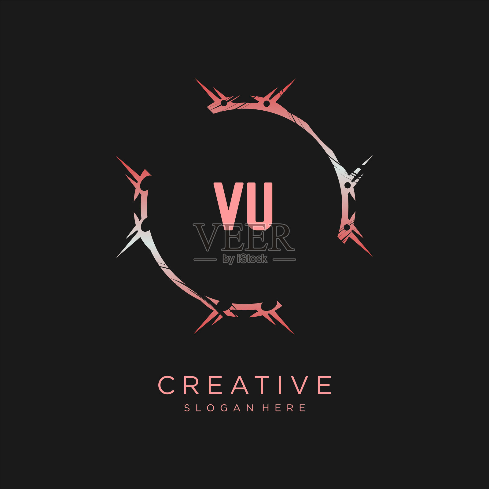 Vu初始标志与彩色模板插画图片素材