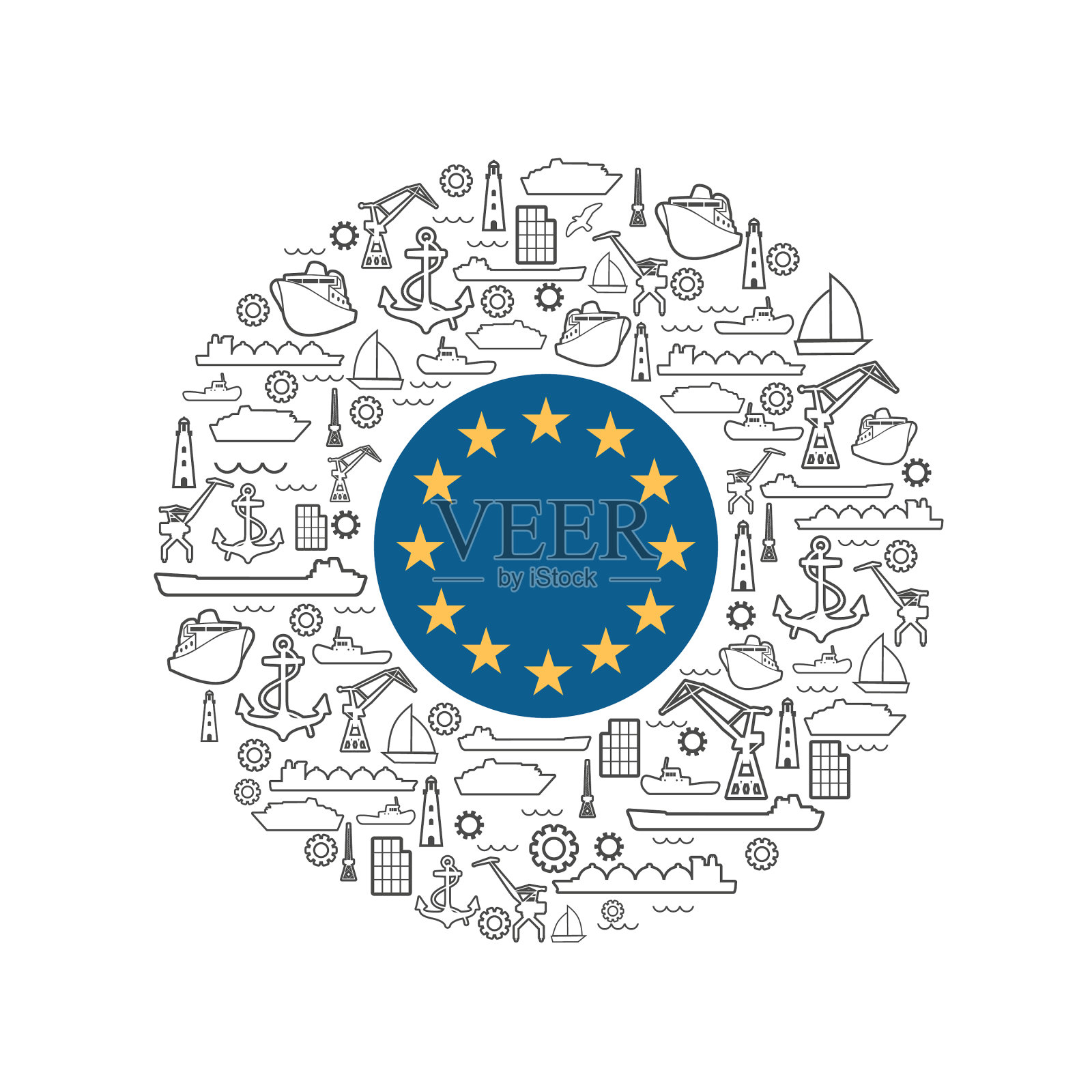 货运港口设计元素图片