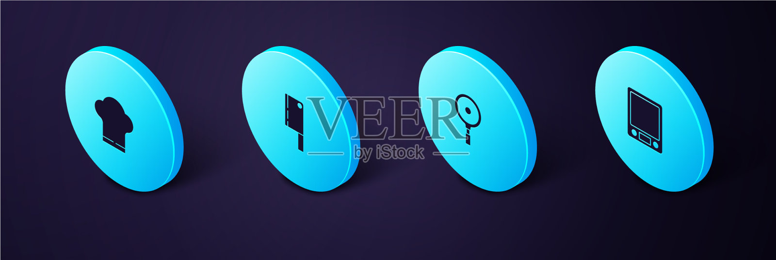 设定等距电子秤煎肉锅图标素材