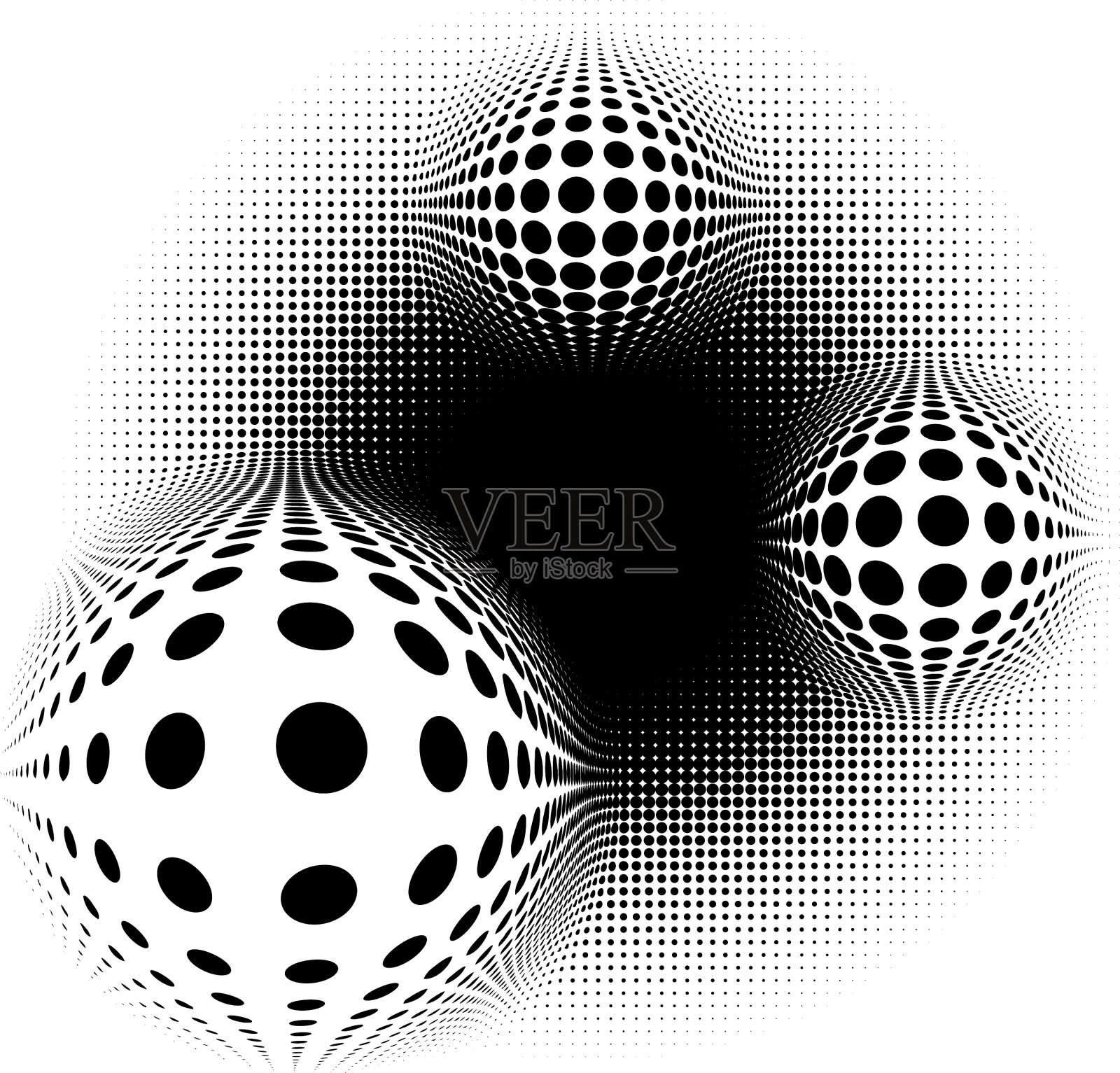 球面失真半色调点元圆球插画图片素材