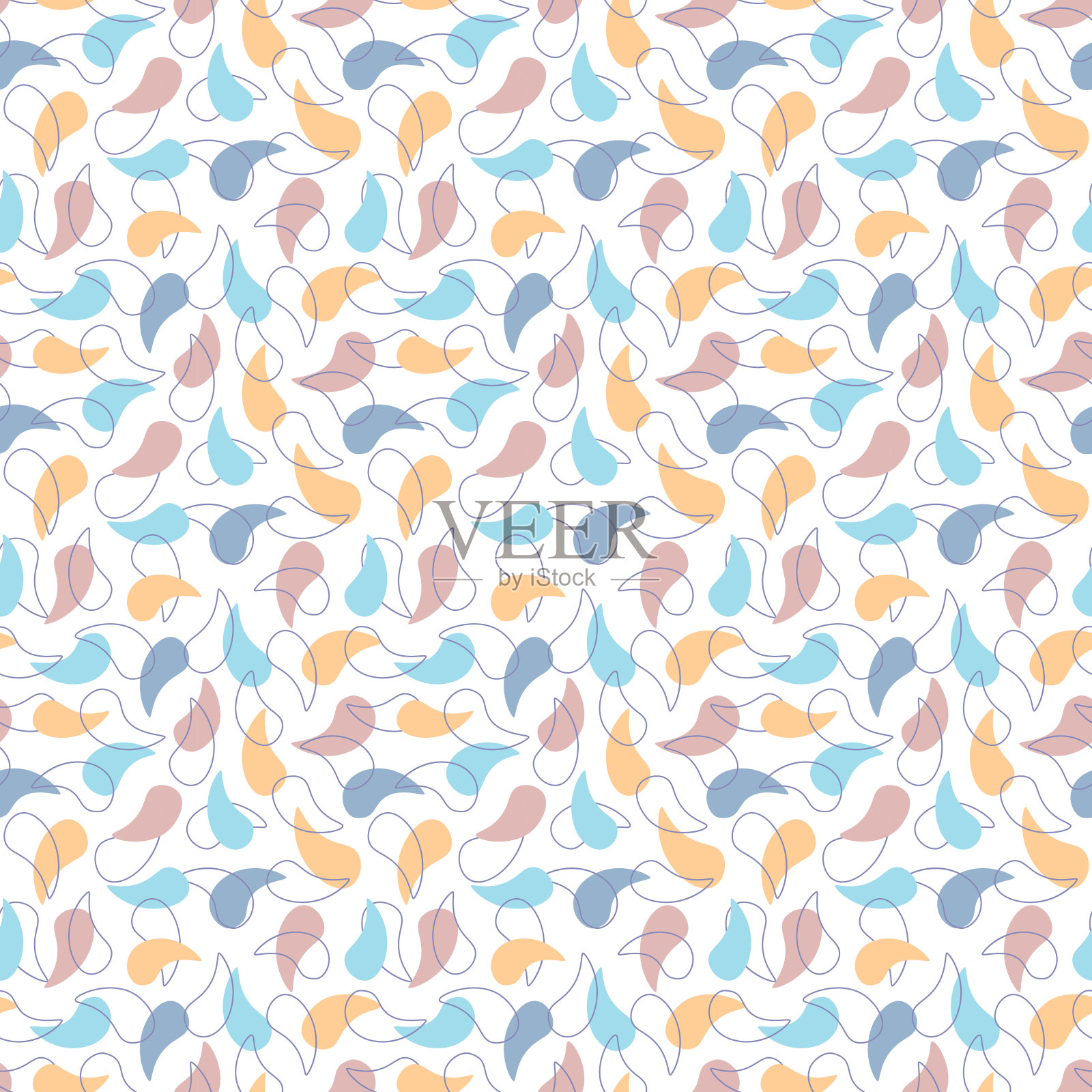 矢量无缝彩色水滴图案。精致的花瓣。插画图片素材