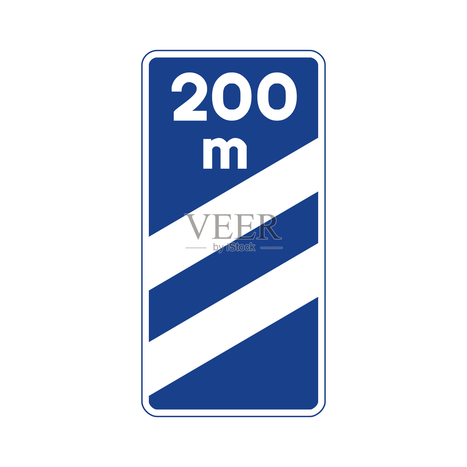 蓝色和白色的矩形交通信号，孤立在白色背景上。出口进港板200m设计元素图片