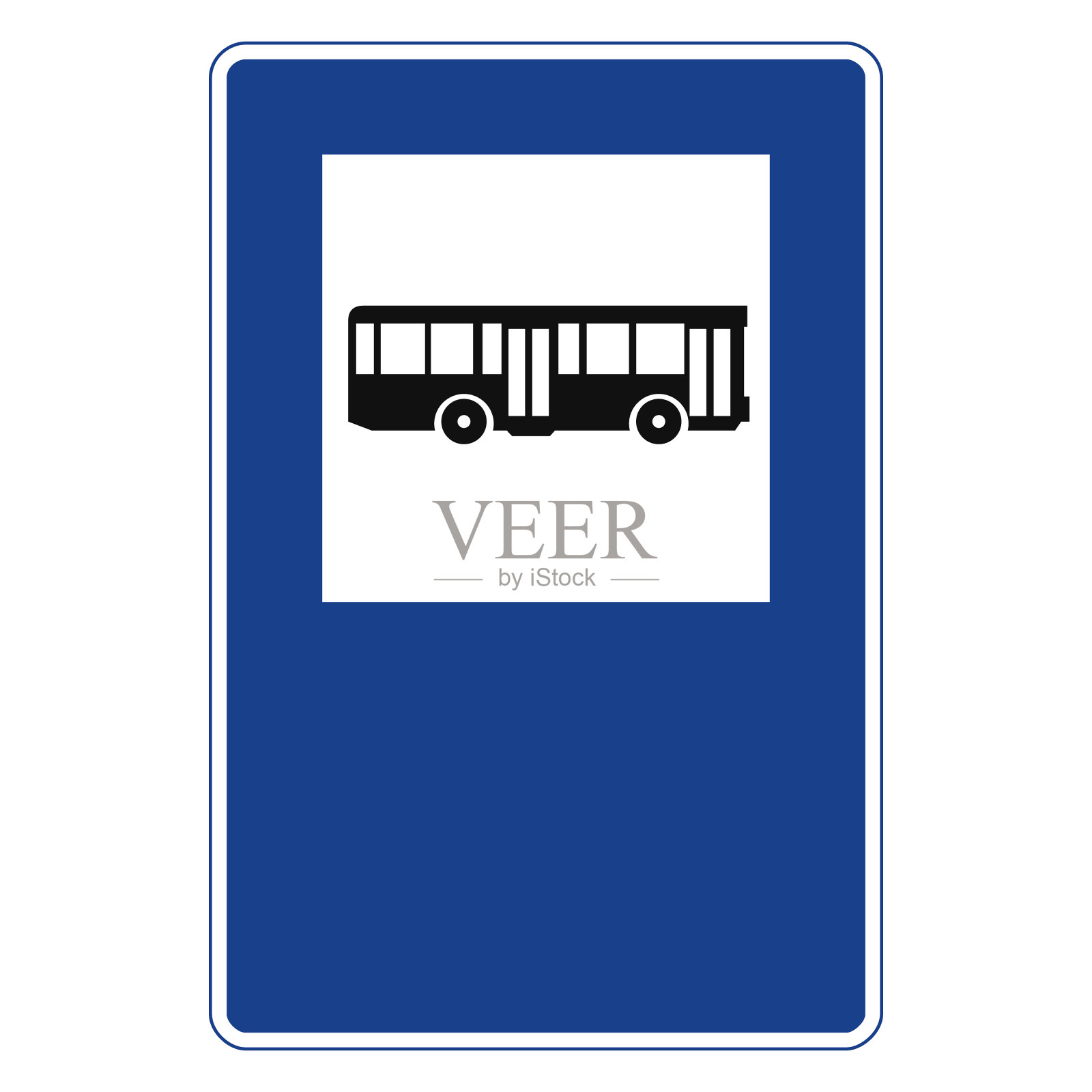 蓝色和白色的矩形交通信号，孤立在白色背景上。公共汽车站设计元素图片