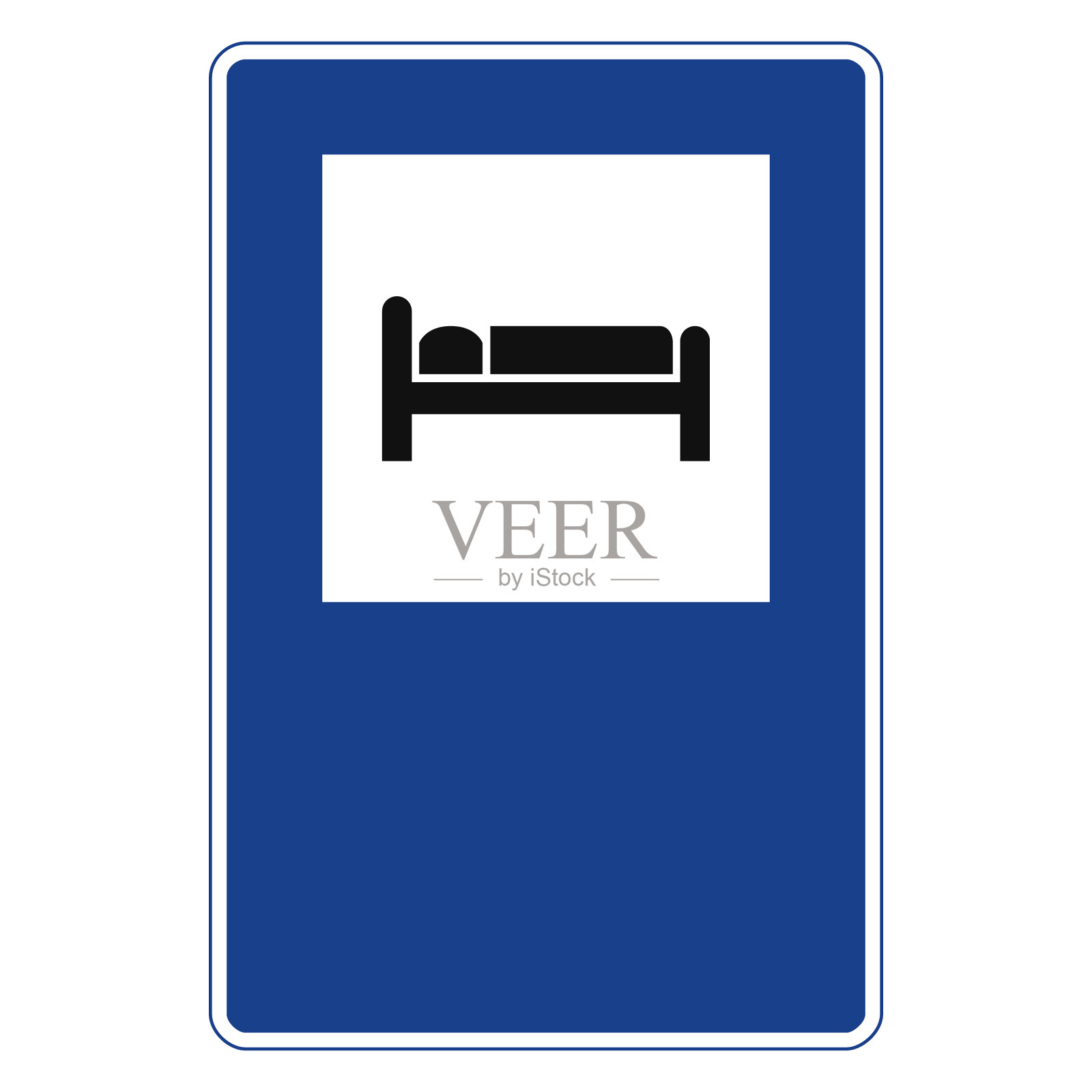 蓝色和白色的矩形交通信号，孤立在白色背景上。酒店插画图片素材