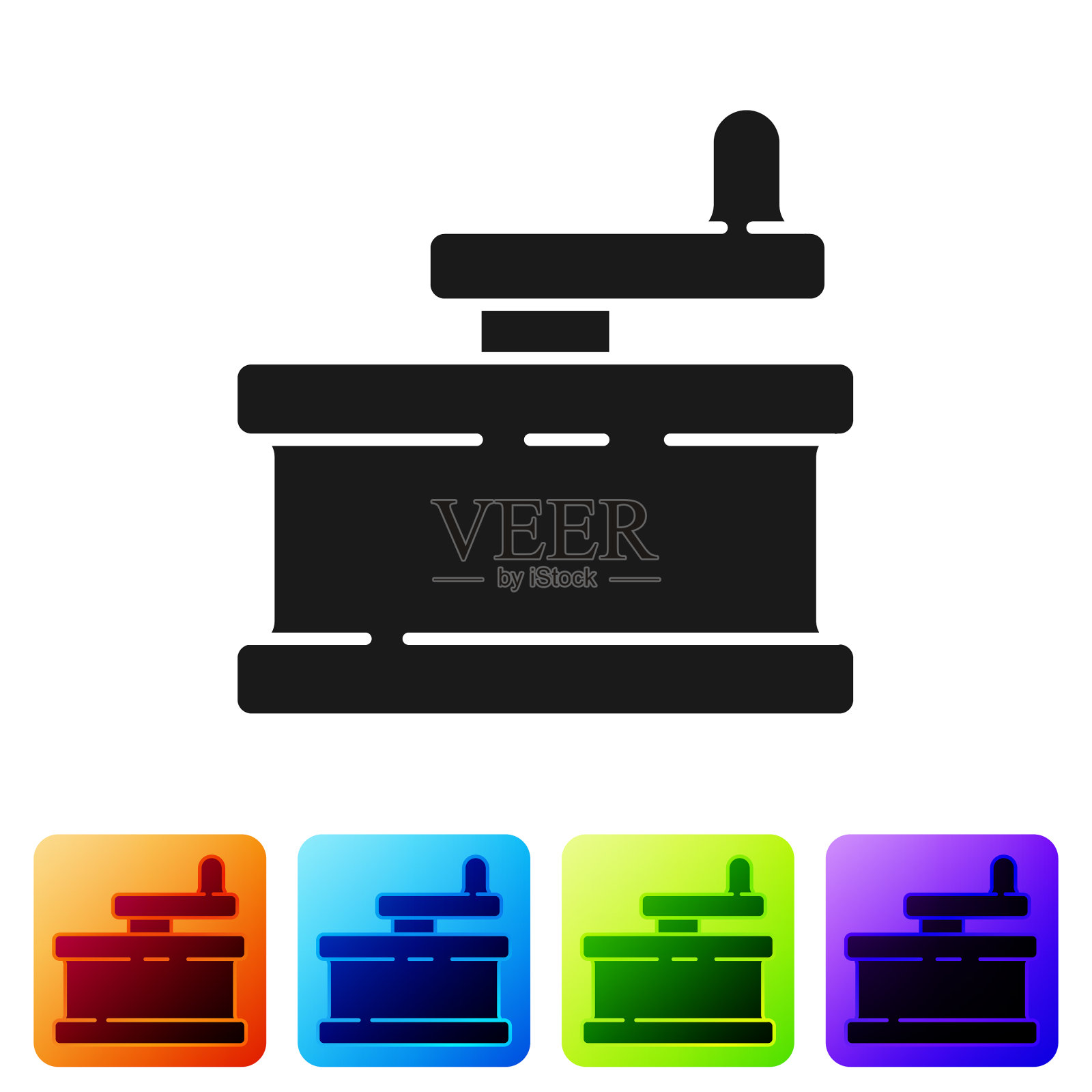 黑色手动磨床图标隔离在白色上图标素材