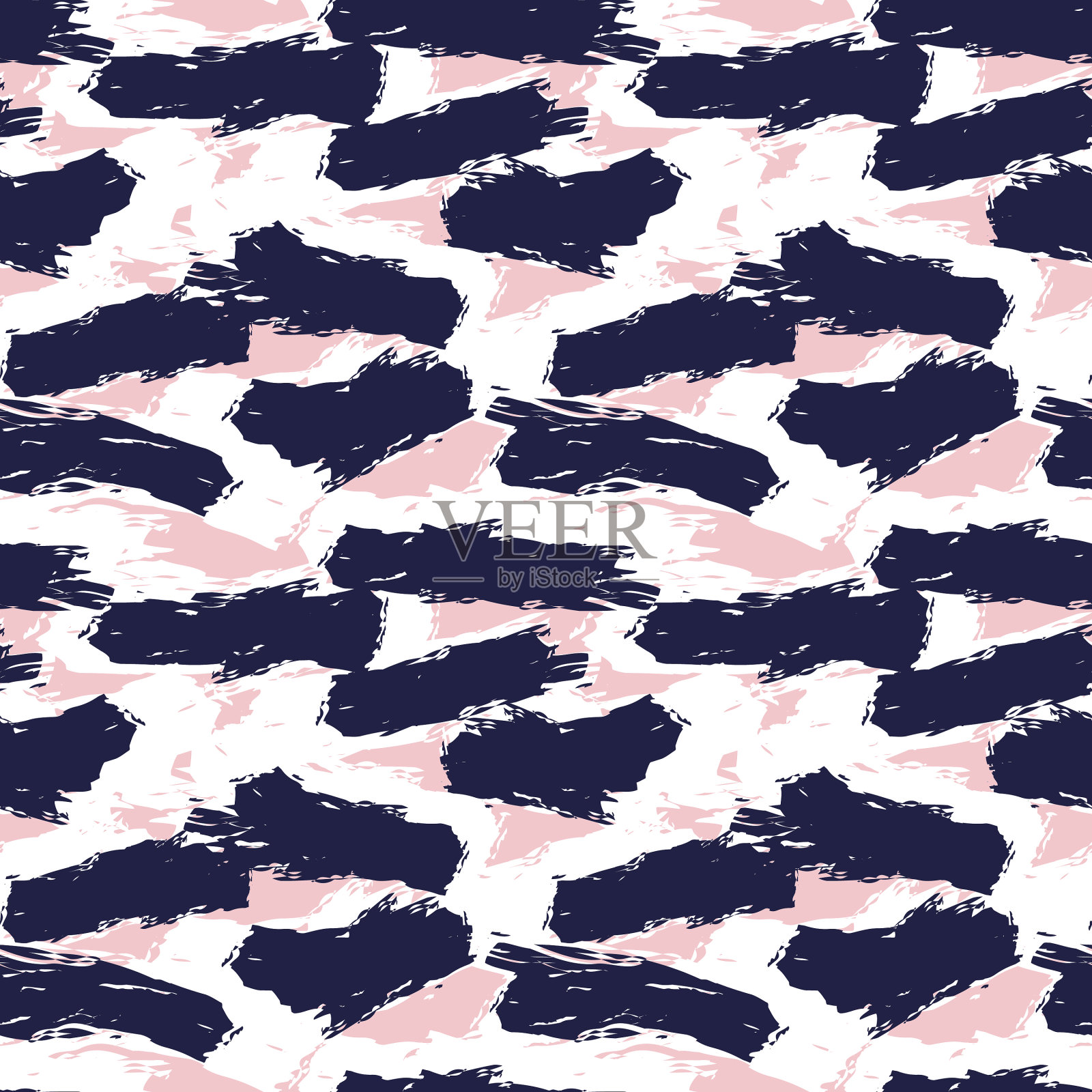粉色海军蓝笔触无缝图案插画图片素材