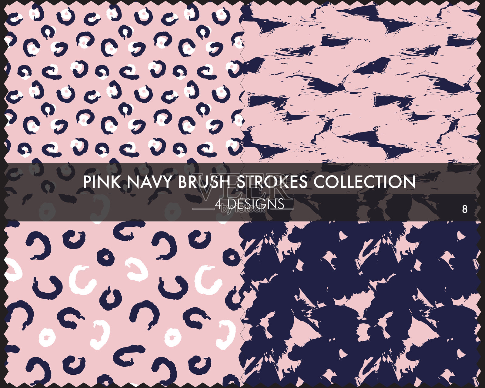 粉色海军蓝笔触无缝图案插画图片素材