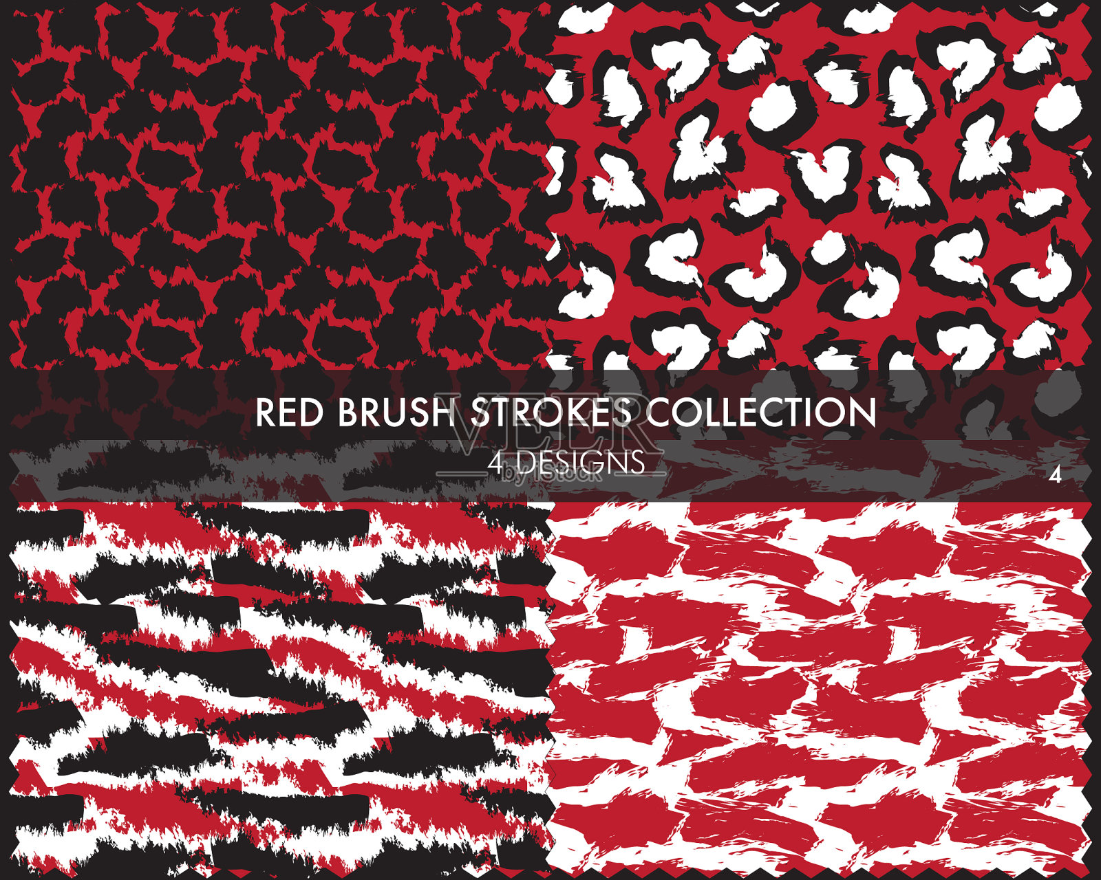 红色笔触无缝收集图案插画图片素材