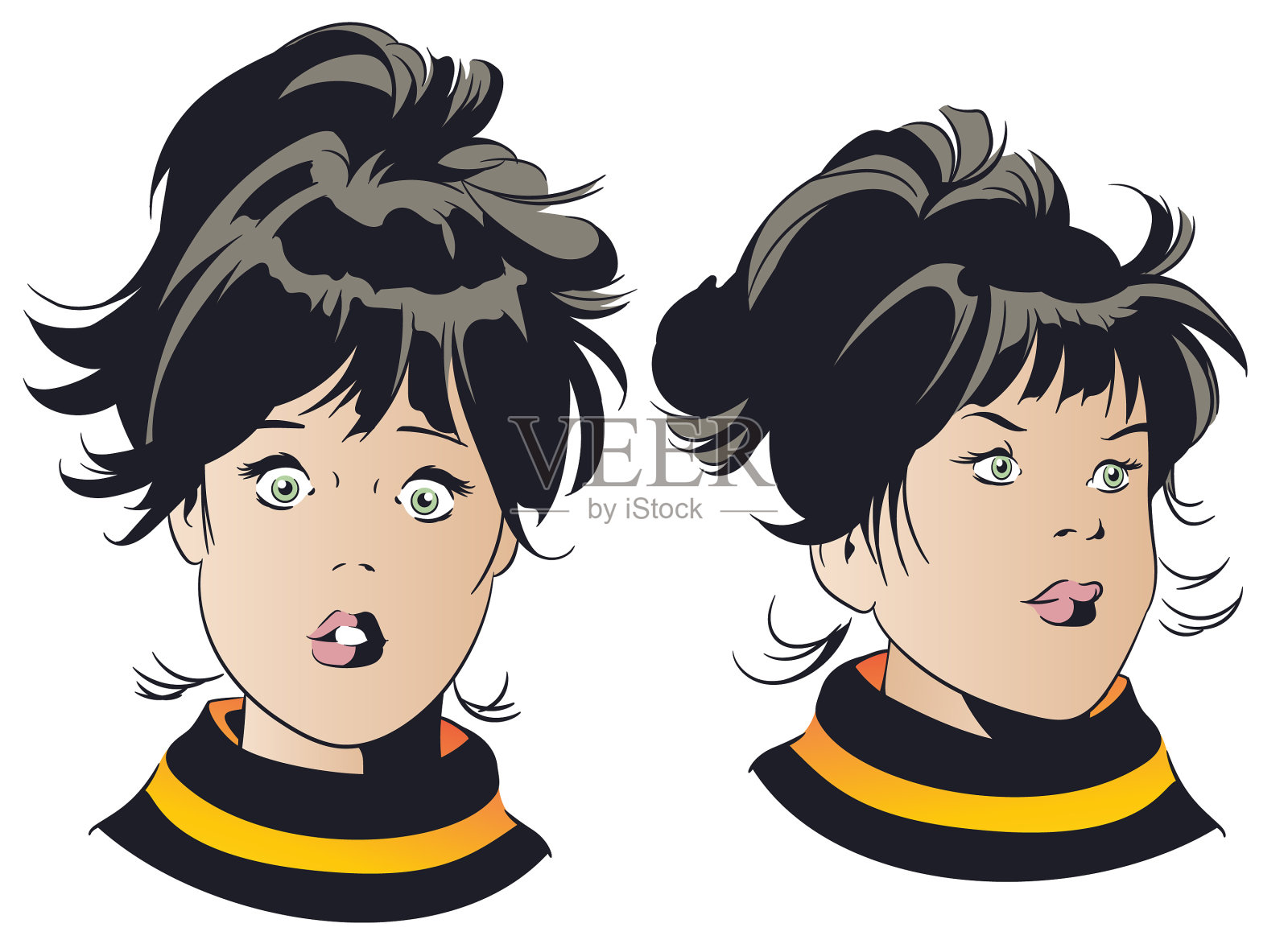 肖像惊讶女孩股票设计元素图片