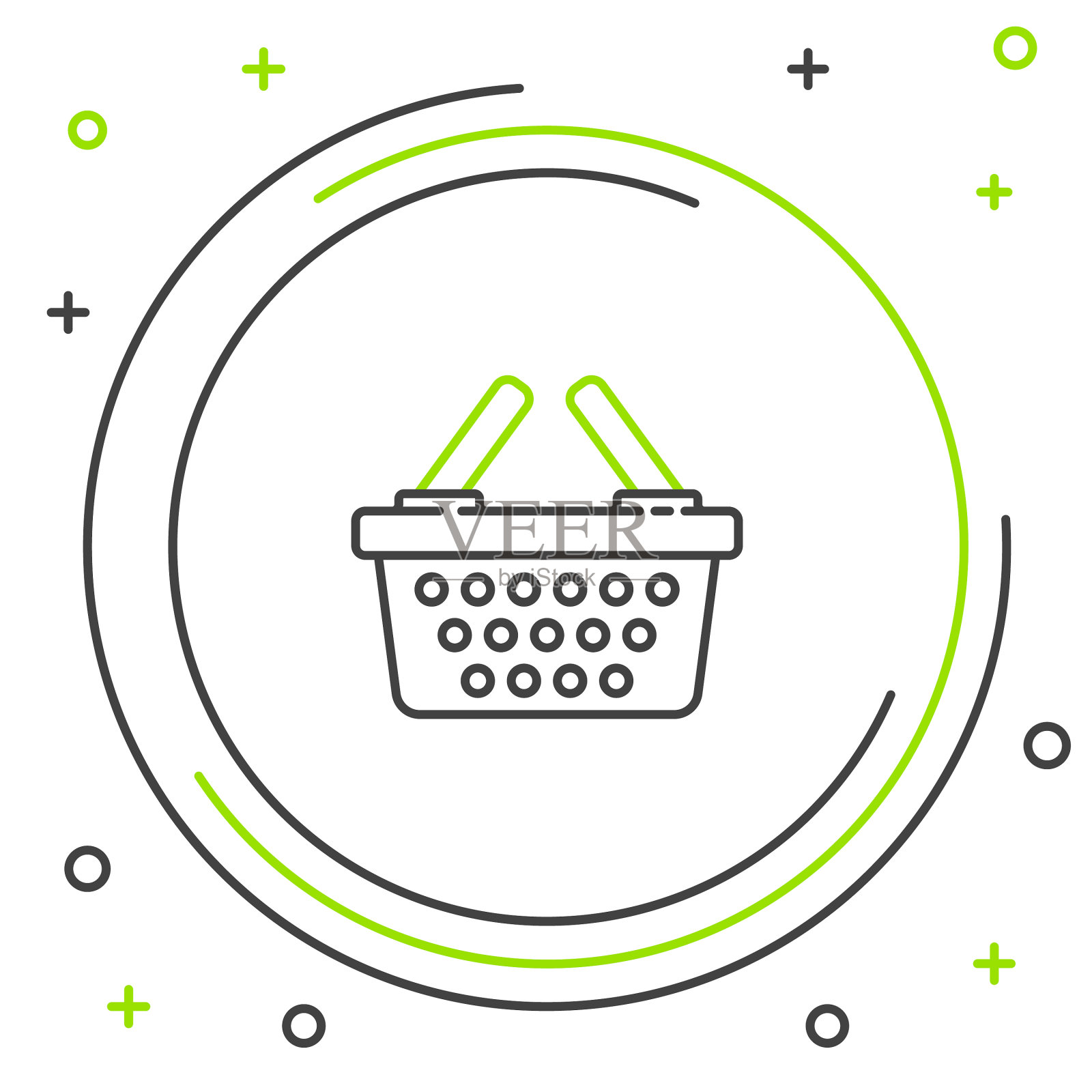 线购物篮图标孤立在白色插画图片素材