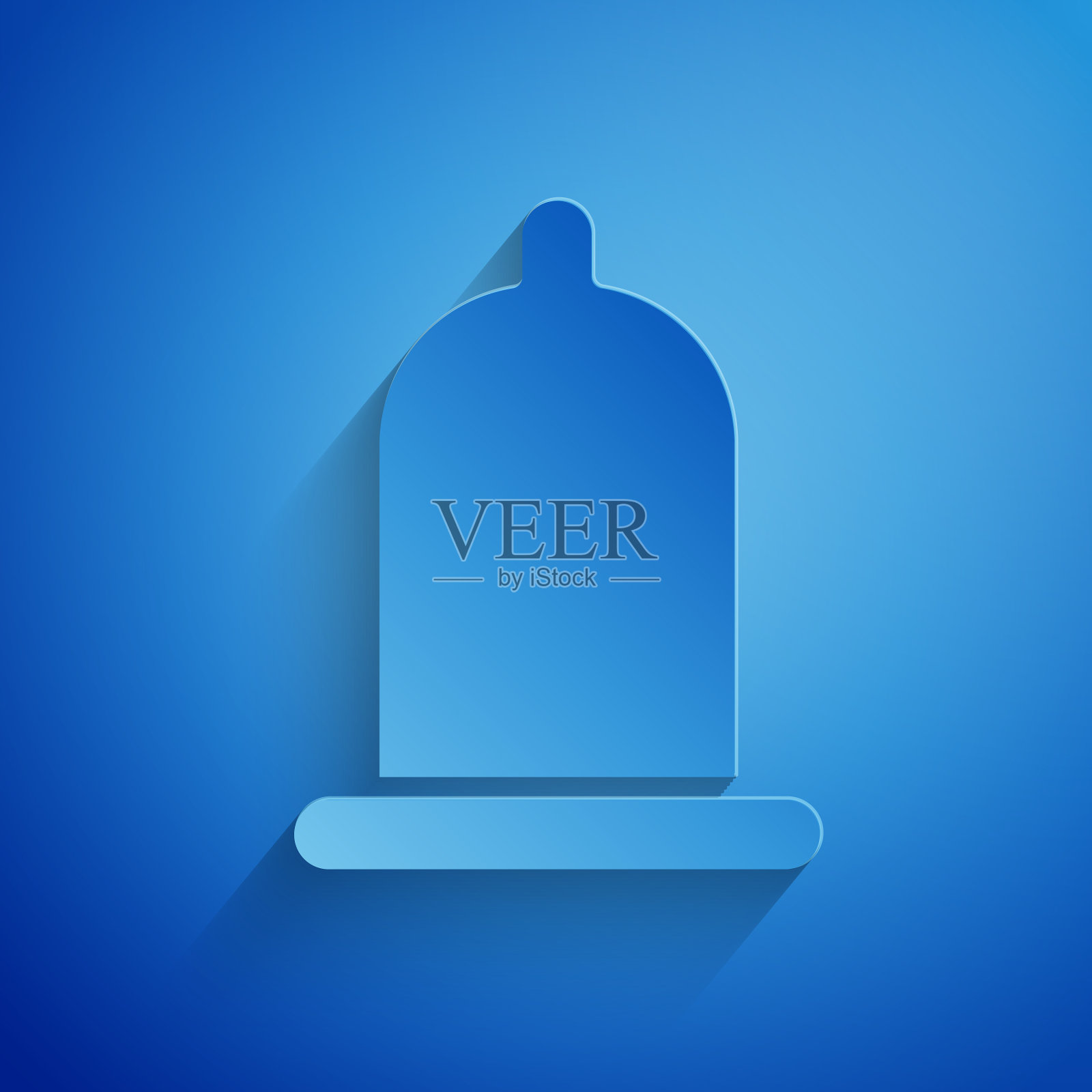 剪纸避孕套安全的性图标隔离在蓝色图标素材