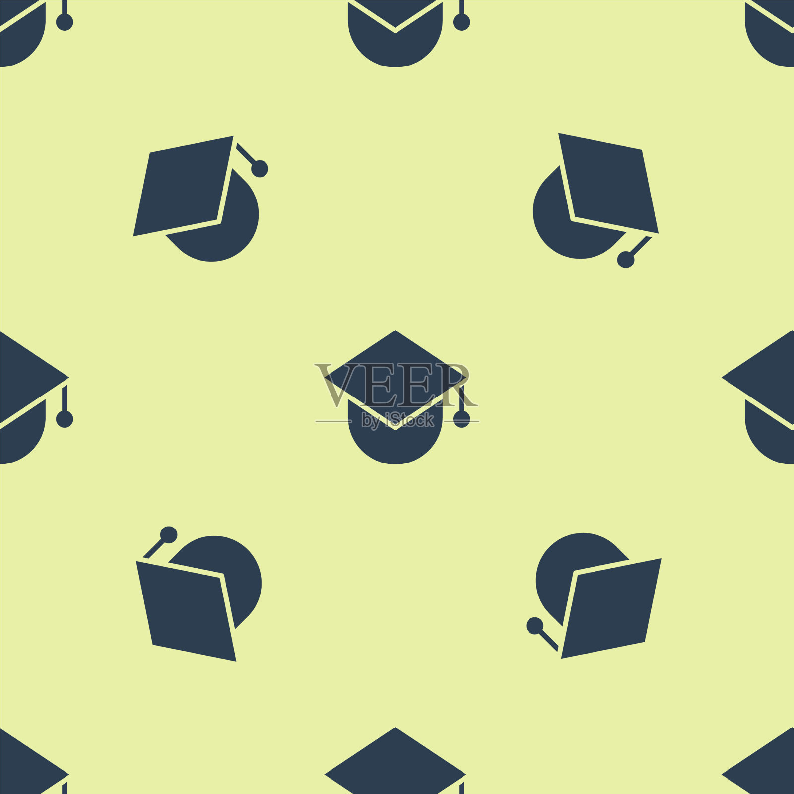 蓝色毕业帽上的全球图标孤立插画图片素材