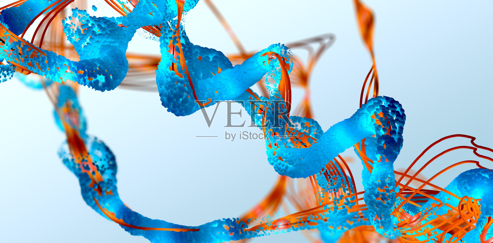 氨基酸或生物分子（蛋白质）的链——3D图照片摄影图片