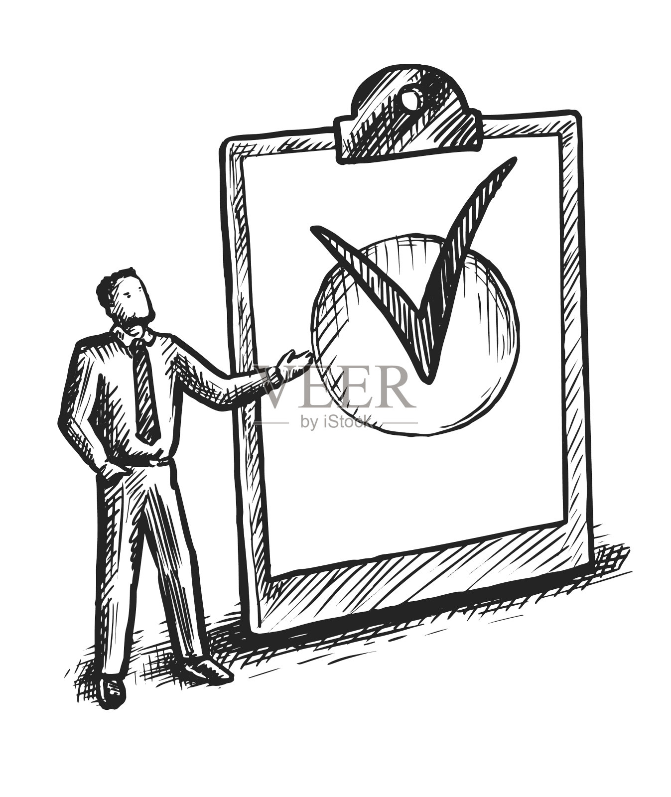 手绘校验标记服务图标草图设计元素图片