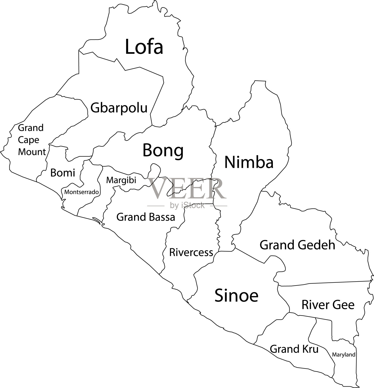 利比里亚白色地图插画图片素材