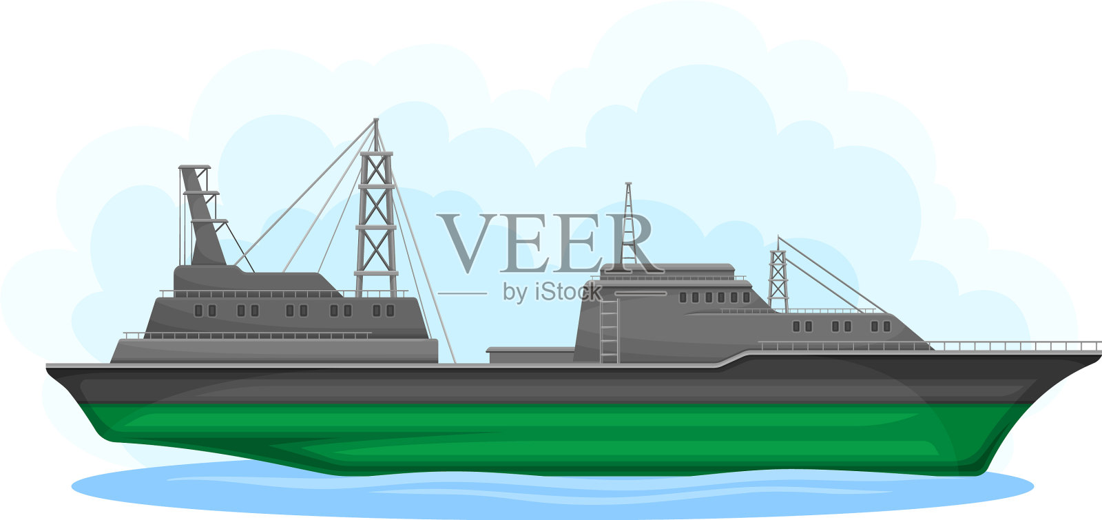 冷藏船或冷藏货船作为水插画图片素材