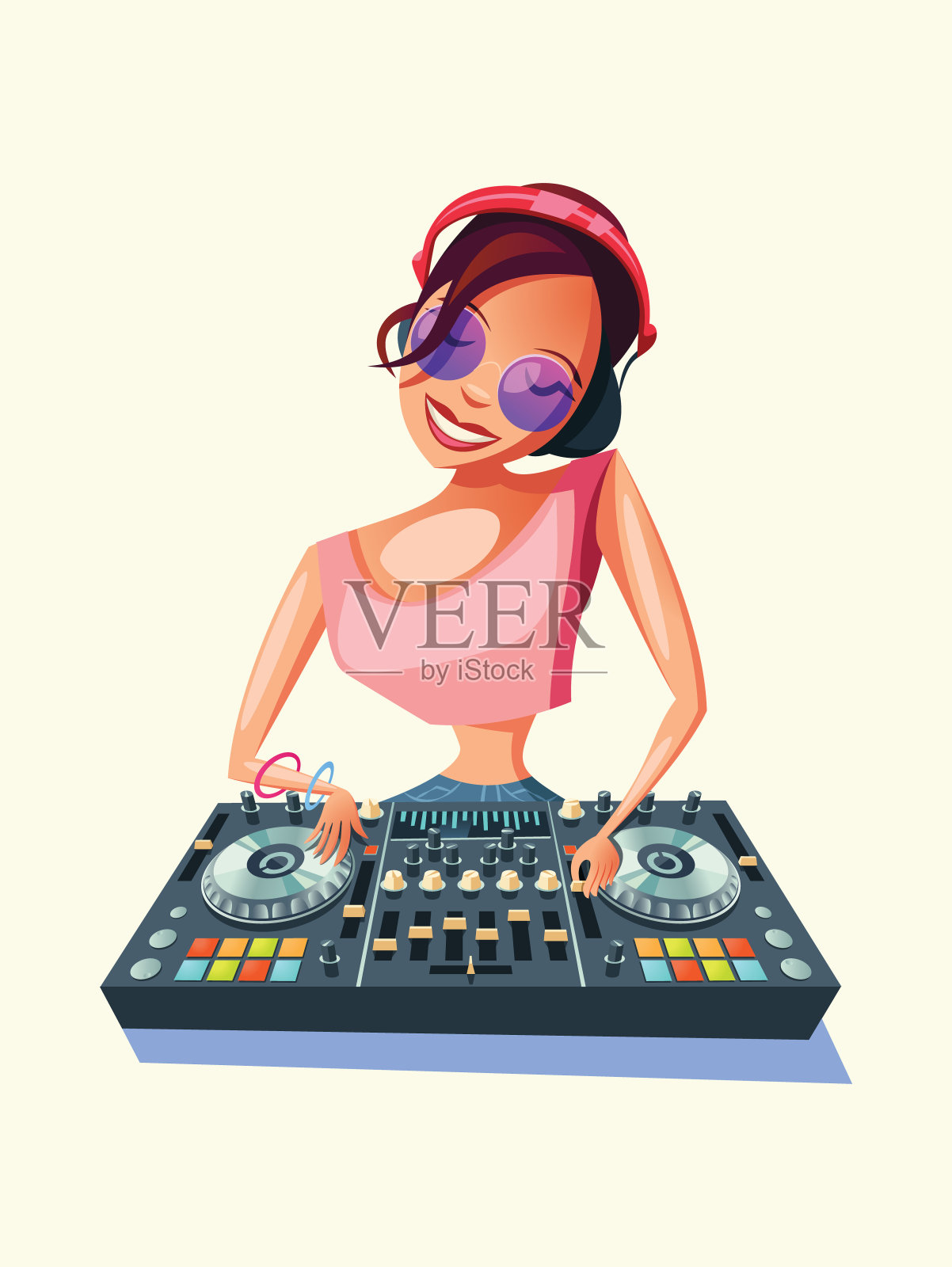 磁盘骑女矢量插图孤立在白色的背景设计元素图片