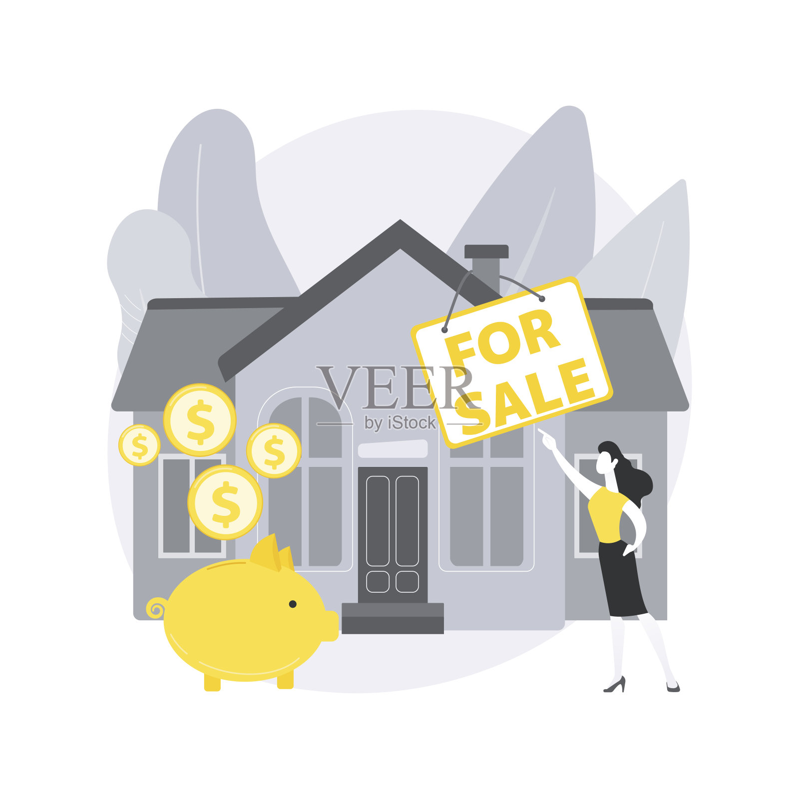 房屋出售抽象概念矢量插图。插画图片素材