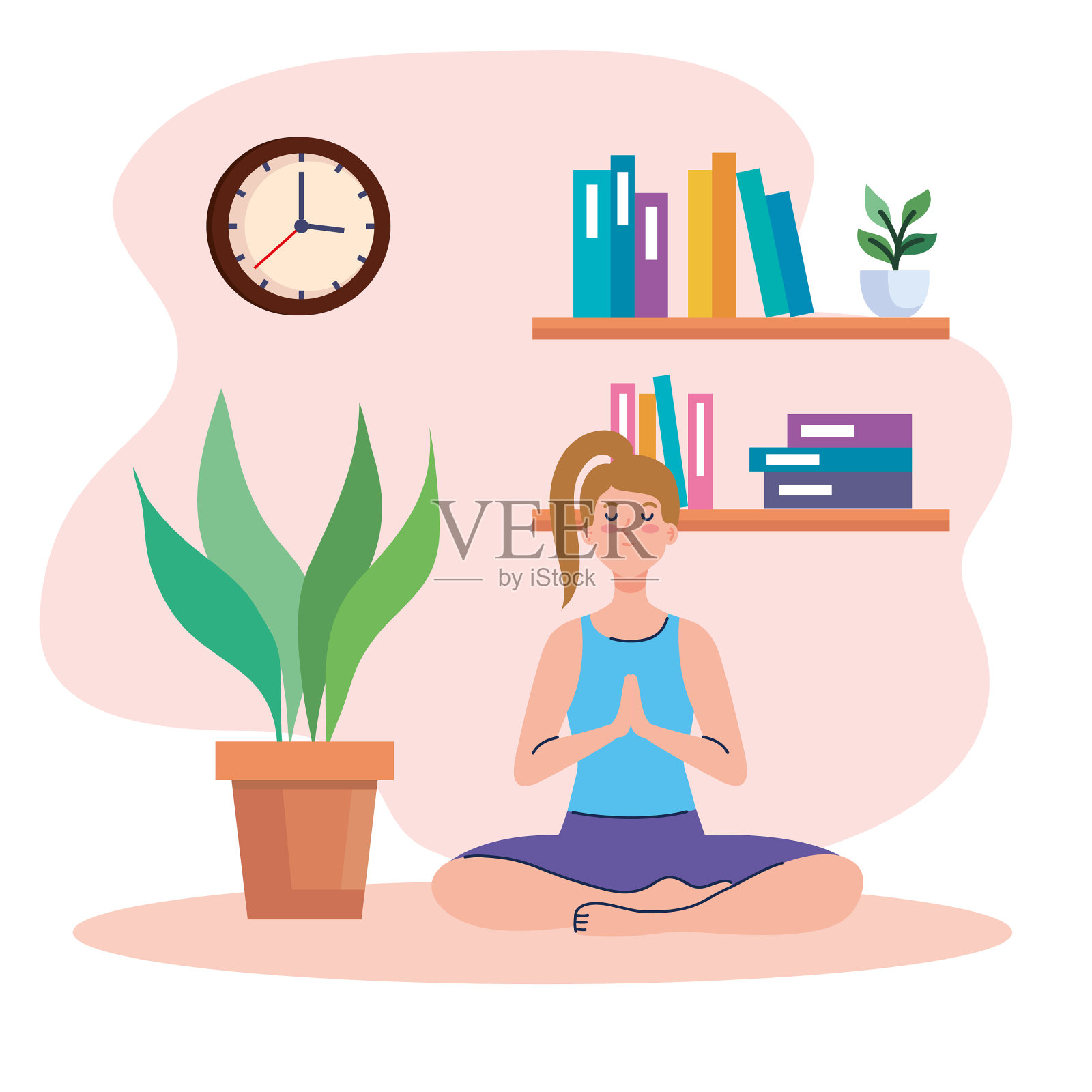 在家里做瑜伽的女人设计元素图片