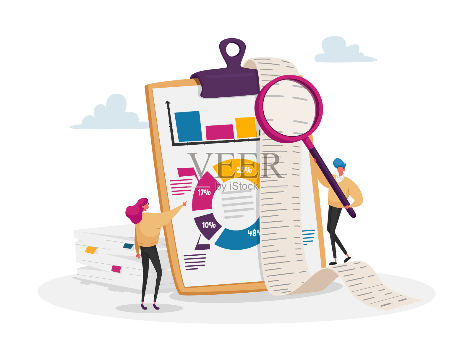 微小的会计人物制作会计报告设计元素图片