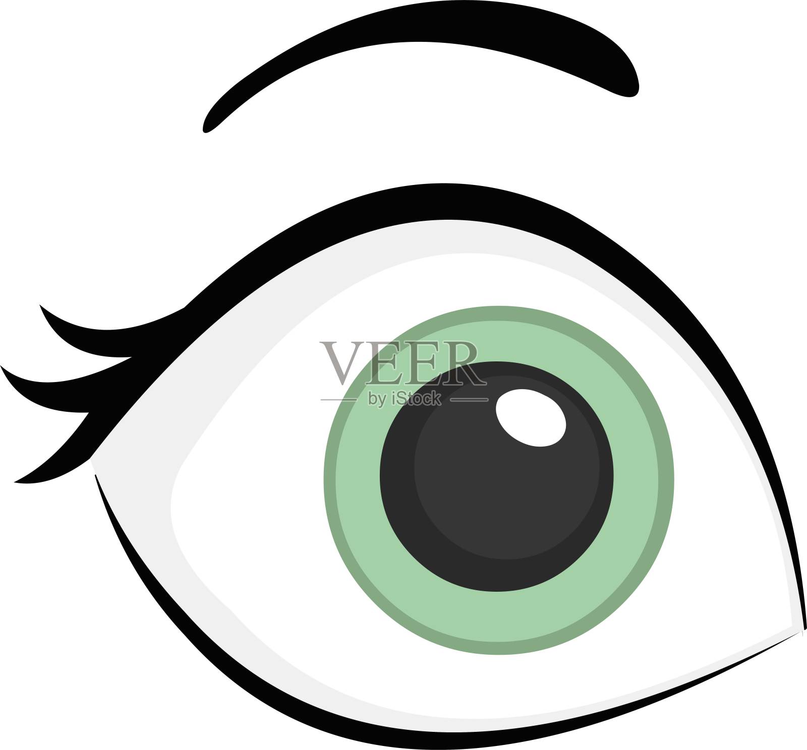 绿色眼睛的表情矢量插图设计元素图片