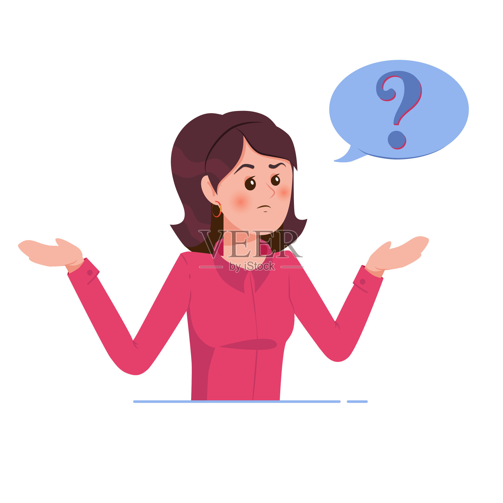 带着问号的女孩在想泡泡年轻设计元素图片