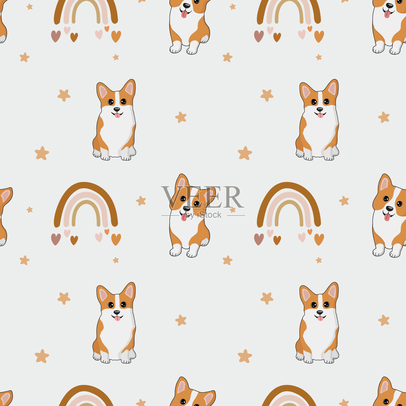 威尔士矮脚狗模式插画图片素材