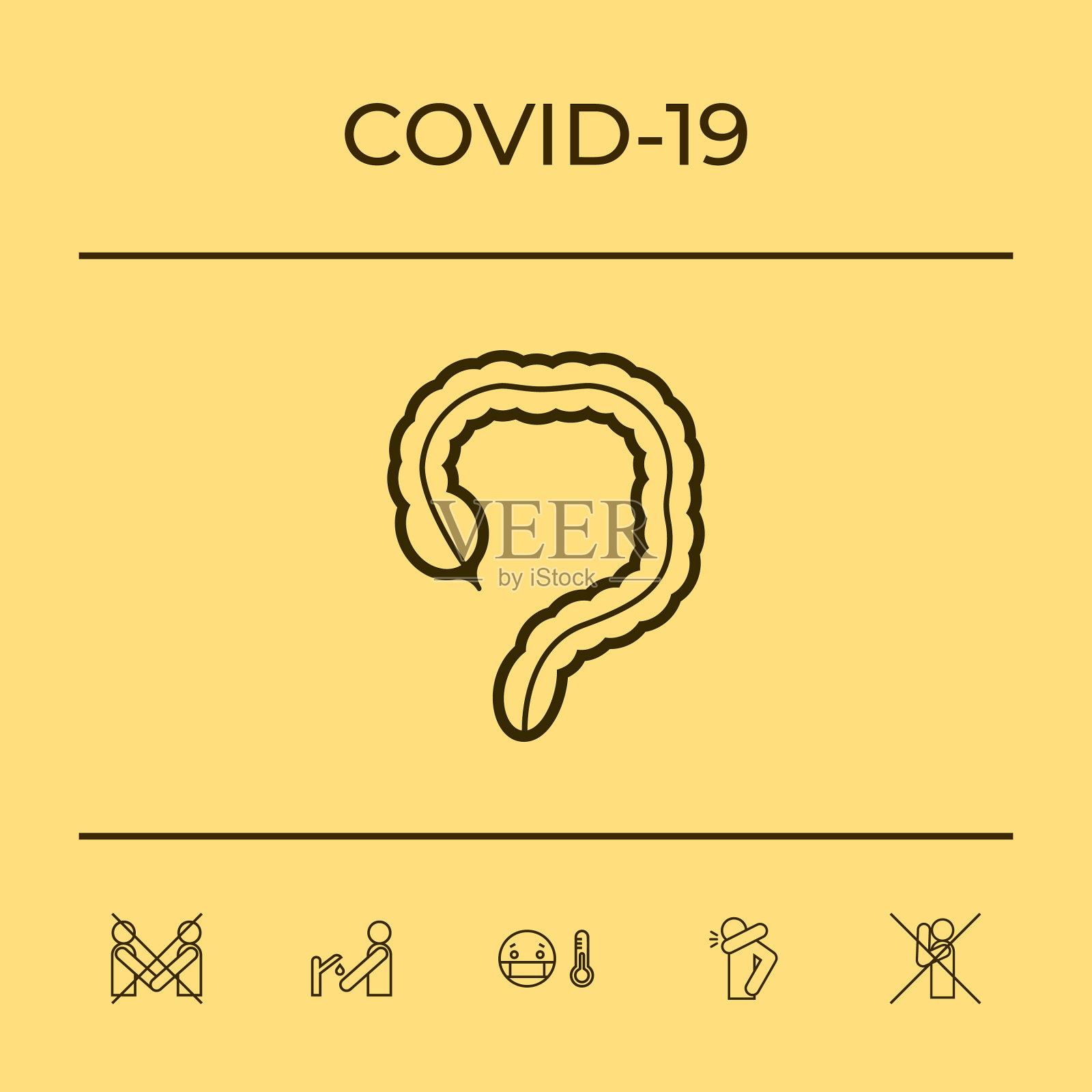 人体器官-大肠图标图形插画图片素材